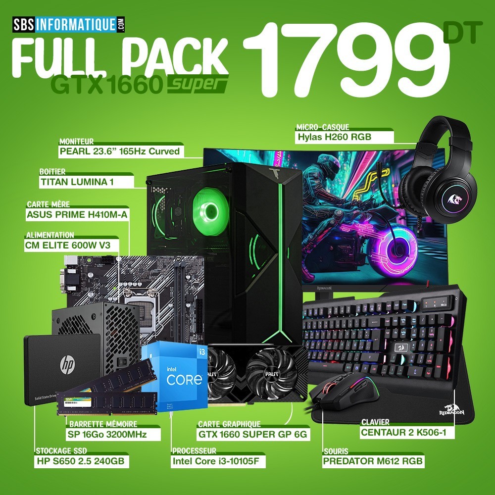 Pc Gamer Full Pack Intel I F Gtx Super Go Tunisie