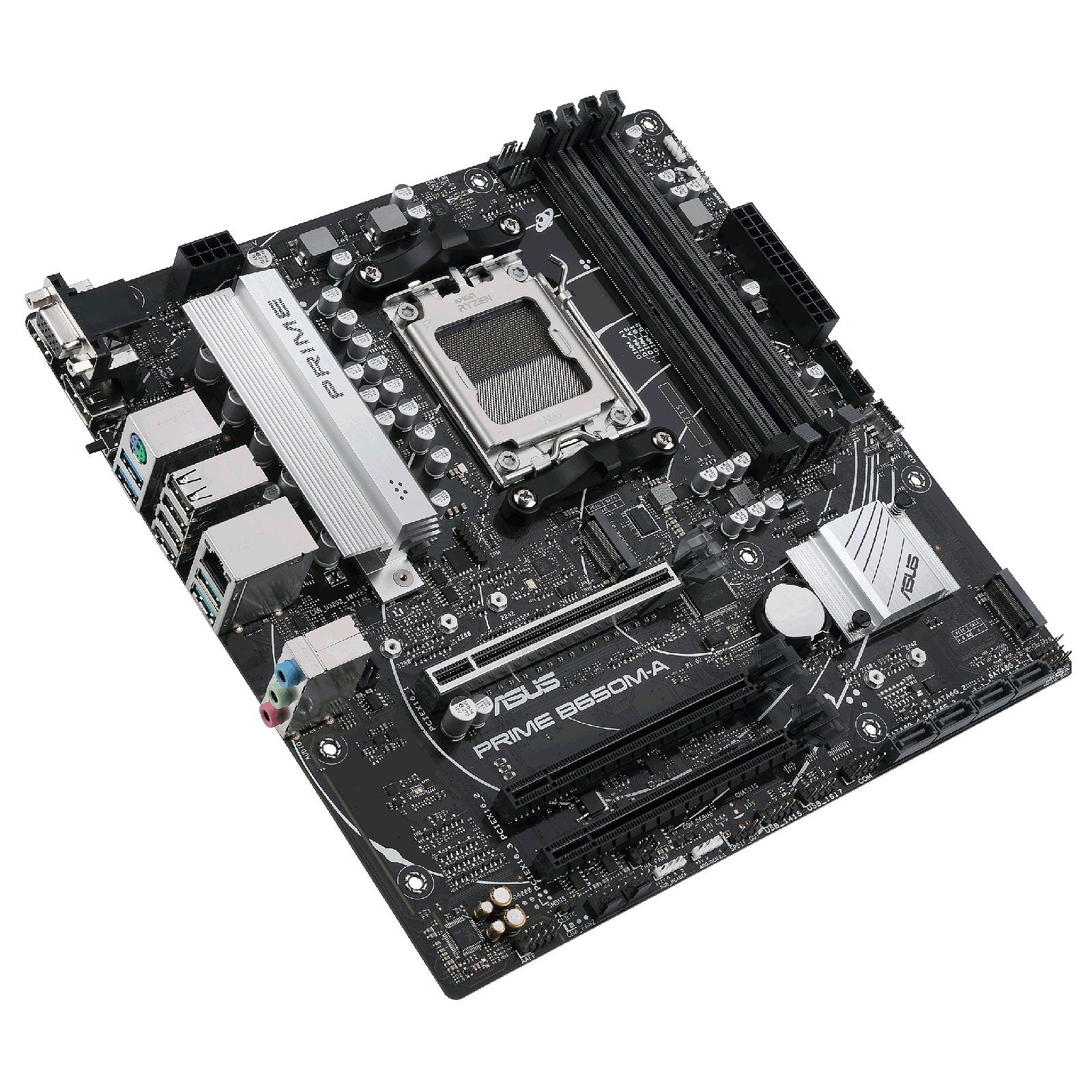 Carte mère ASUS PRIME B650M-A avec slots de RAM et d'extension