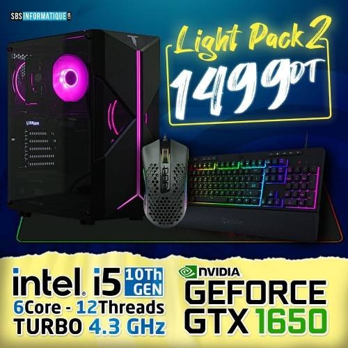 PC Gamer - Light Pack - Intel I5-10400F - GTX 1650 OC - 16Gb - 250 Gb - V2