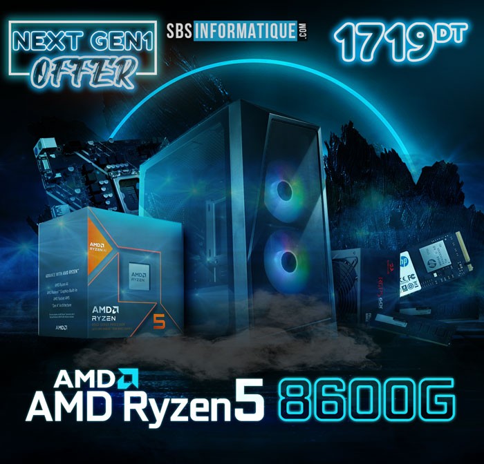 PC Gamer NEXT GEN - Ryzen 5 8600G - AMD Radeon 760M - 16Go - 512Go