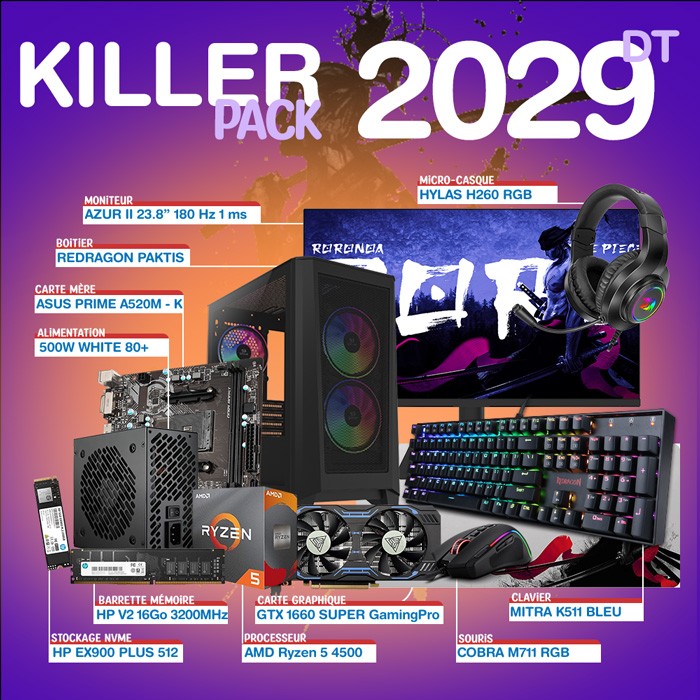 PC Gamer KILLER PACK - Ryzen 5 4500 - GTX 1660 TI - 16Gb - 512 Gb - BLACK