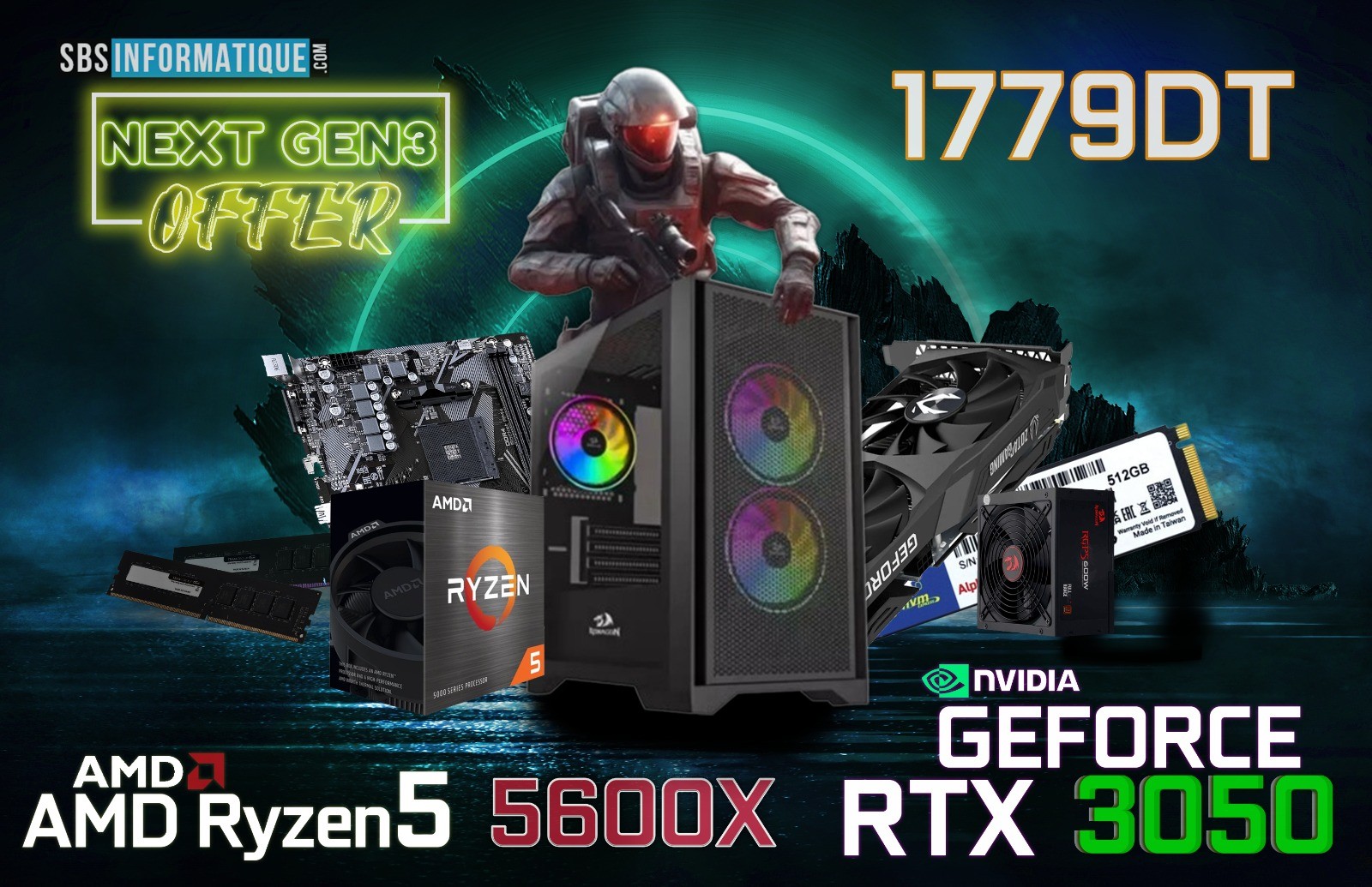 PC Gamer NextGen - Ryzen 5 5600X - RTX 3050 - 16Gb - 512 Gb