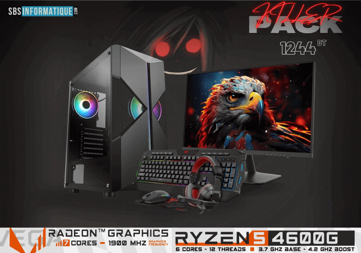 PC Gamer KILLER PACK- Ryzen 5 4600G - 16Go - 512Gb