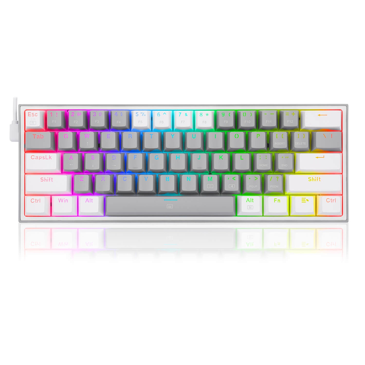 Clavier Gamer - Mécanique REDRAGON K617 FIZZ 60% RGB GREY & WHITE