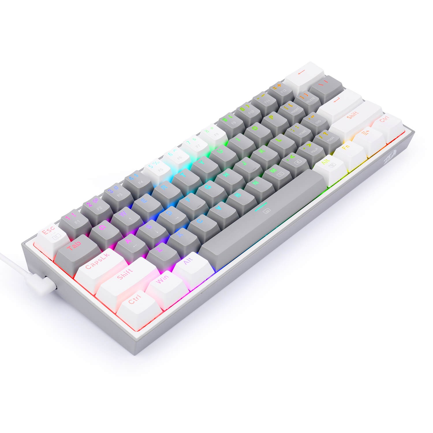 Clavier Gamer - Mécanique REDRAGON K617 FIZZ 60% RGB GREY & WHITE AZERTY