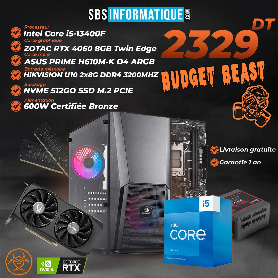 PC Gamer Budget Beast - INTEL I512400F - RTX 4060