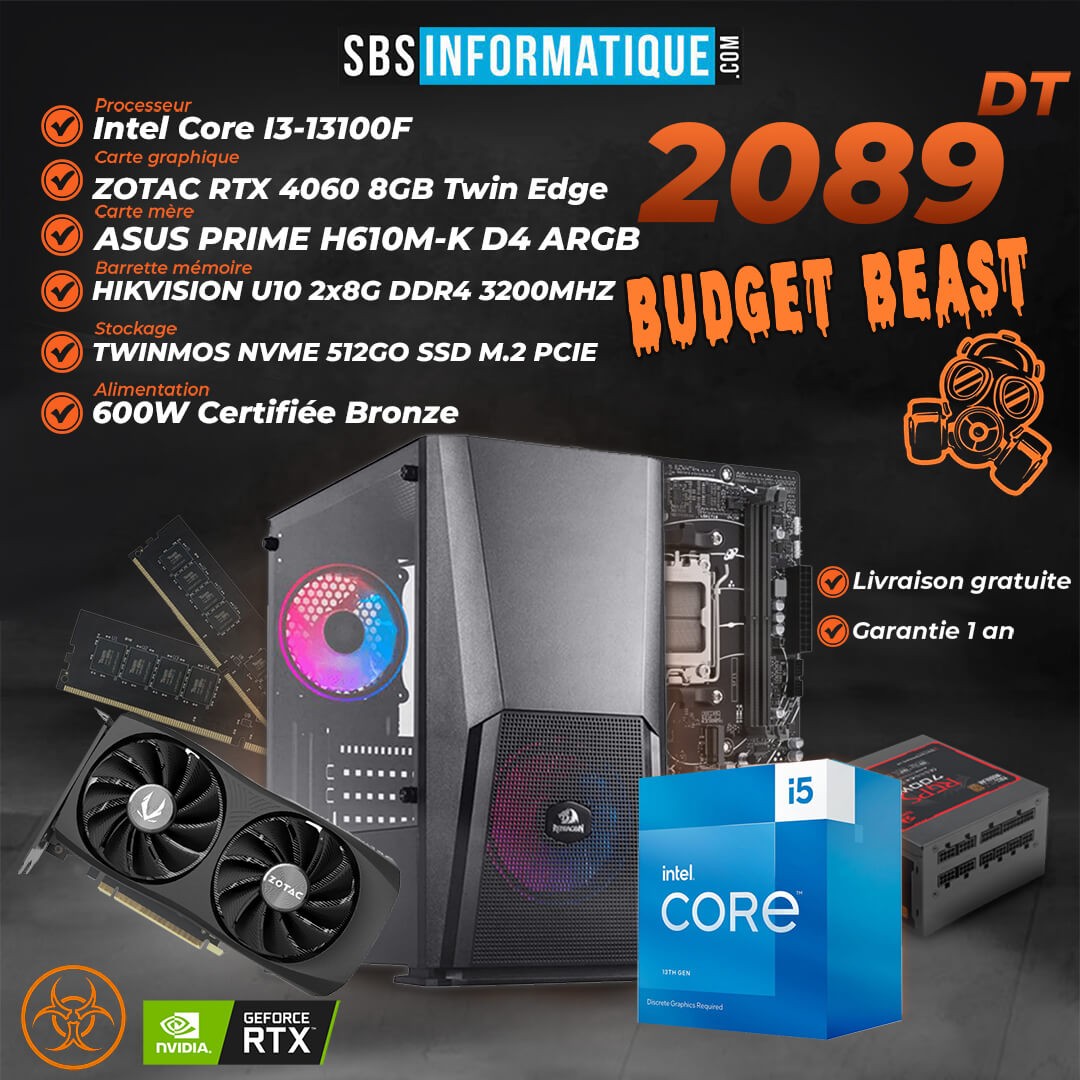 PC Gamer Budget Beast- i3-13100F - RTX 4060