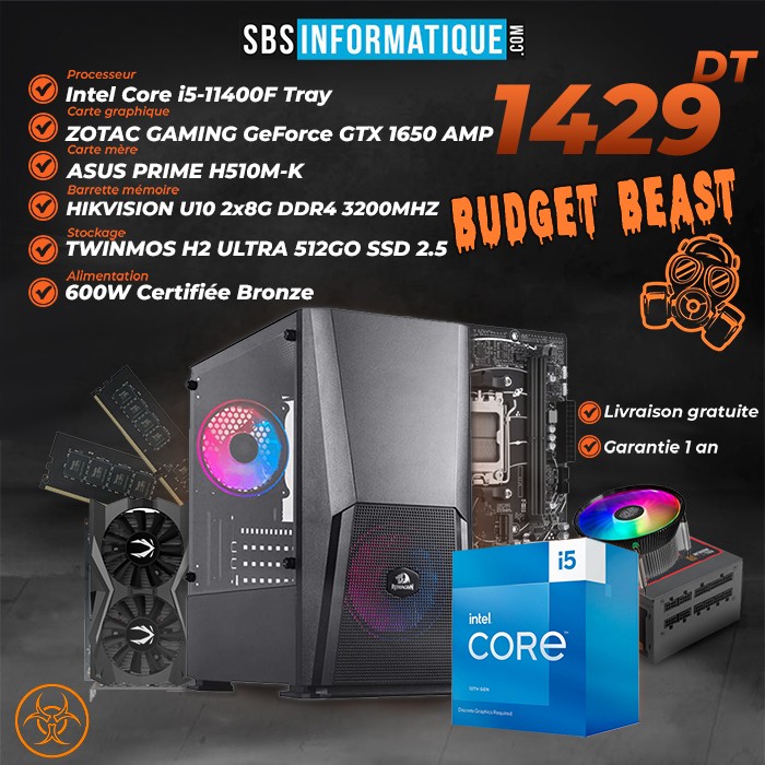 PC Gamer Budget Beast-i5-11400F -GTX 1650