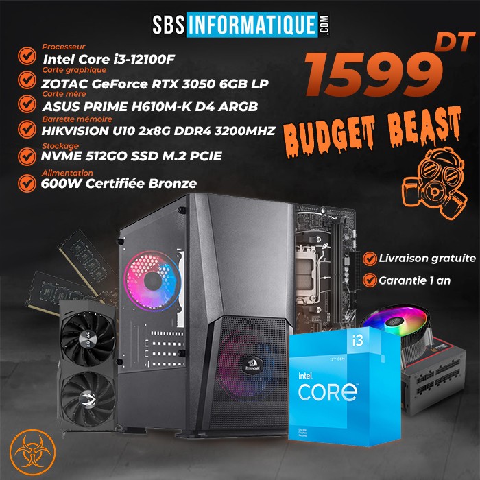 PC Gamer Budget Beast- i3-12100F - RTX 3050