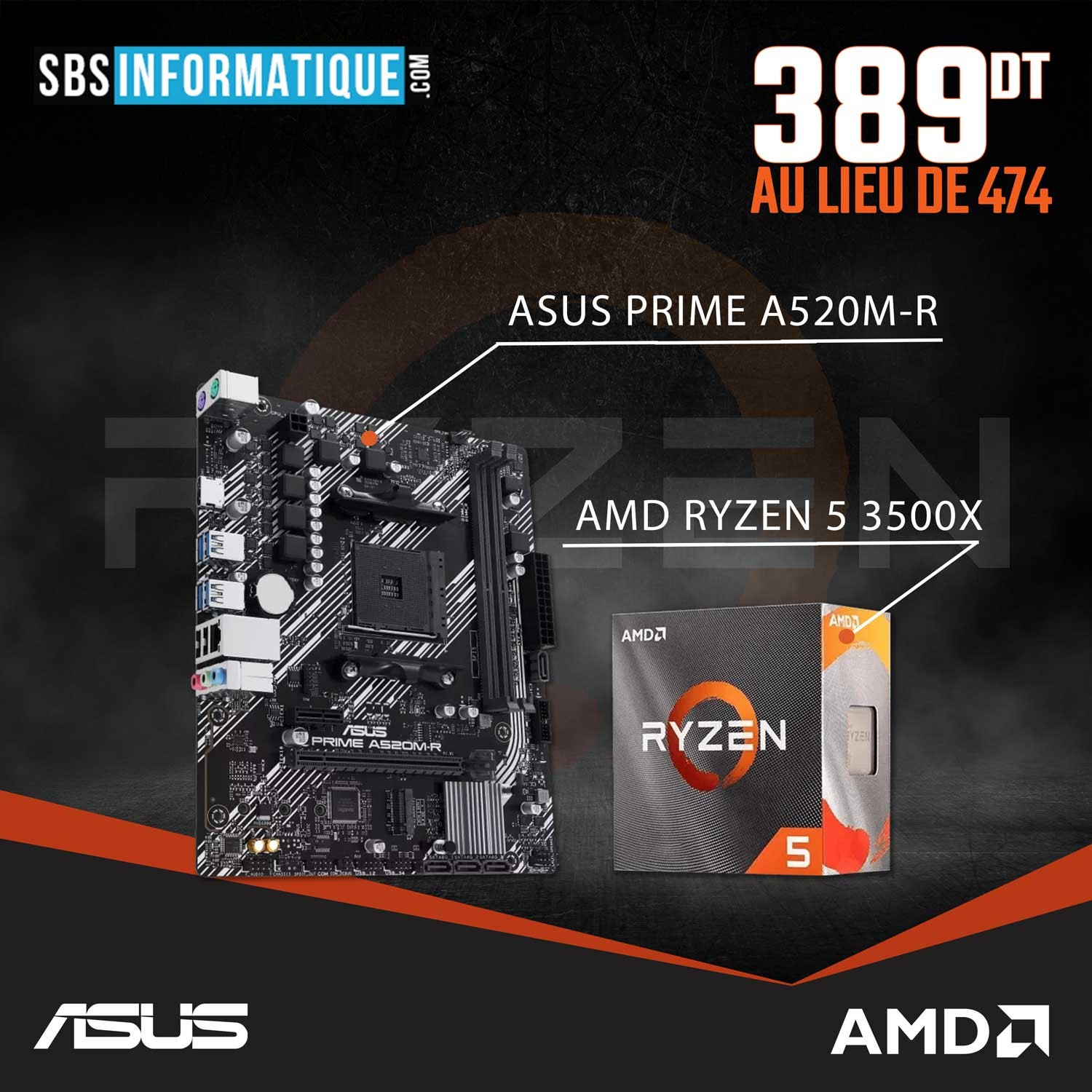 PACK UPGRADE AMD RYZEN 5 3500X - 474,000 TND