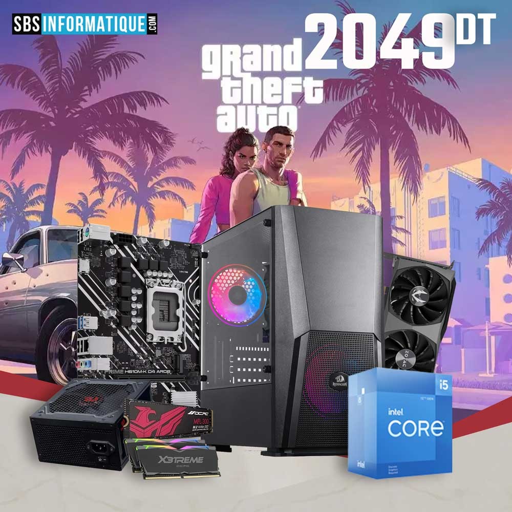 PC Gamer Budget Beast -I5 12400F-RTX 4060-16Go-512Go - 2 049,000 TND