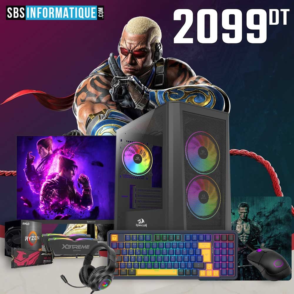 PC Gamer TEKKEN PACK - Ryzen 5 - 5500GT - RTX 3050 6Go - 16Go - 512Go