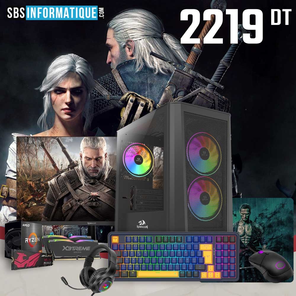 PC Gamer WITCHER PACK - Ryzen 5 - 5500GT - RTX 3050 8Go - 16Go - 512Go