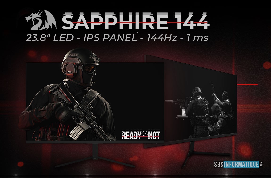 Ecran Gamer - REDRAGON SAPPHIRE 24" 1 MS IPS 144 Hz